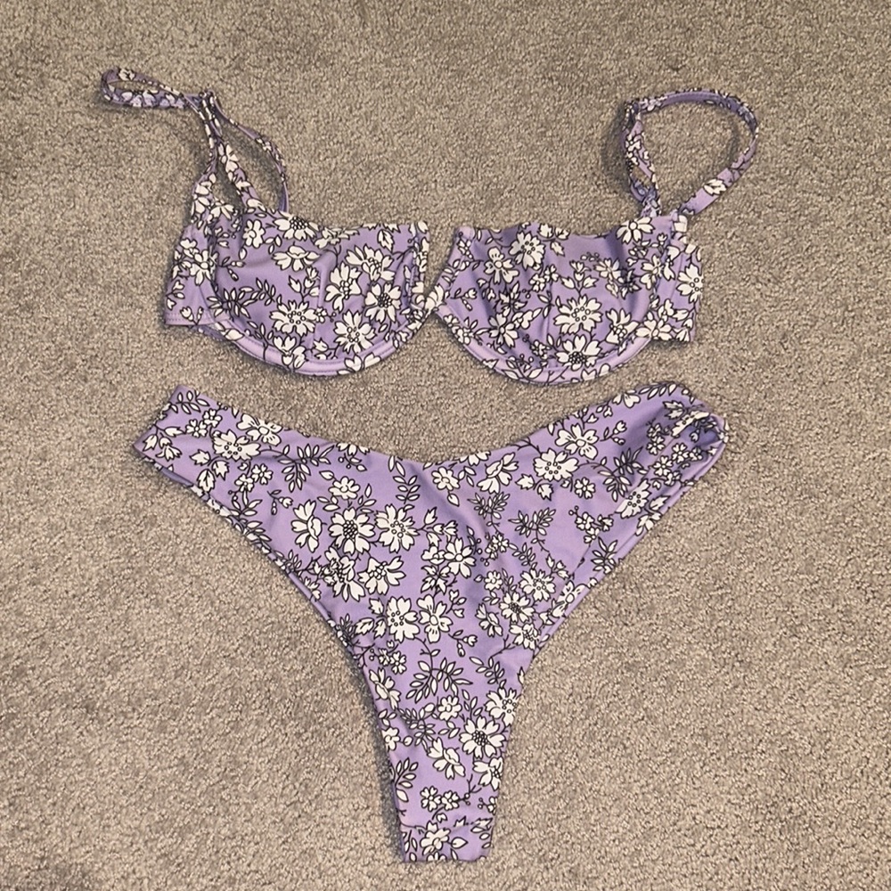 Lilac flowered bikini-Size Medium-Never Worn